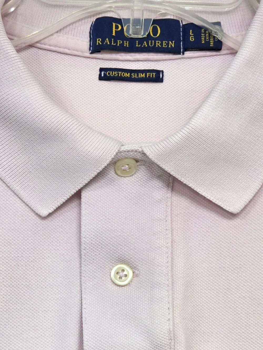 Polo Ralph Lauren Custom Slim Fit Pink Polo Shirt Navy Pony Men’s Large